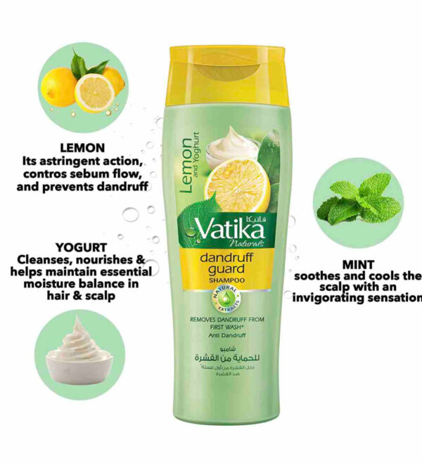 Vatika Lemon and Yoghurt Dandruff Guard Shampoo 400ml - Image 3