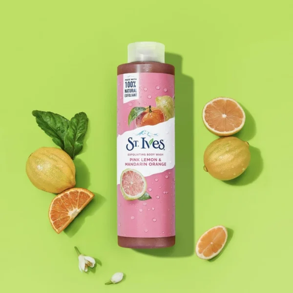 St. Ives Exfoliating Body Wash Pink Lemon & Mandarin Orange 650ml - Image 4