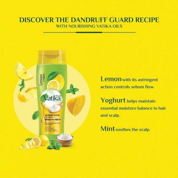 Vatika Lemon and Yoghurt Dandruff Guard Shampoo 400ml - Image 2