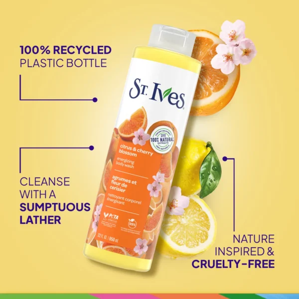 St. Ives Energising Citrus & Cherry Blossom Body Wash 650ml - Image 2