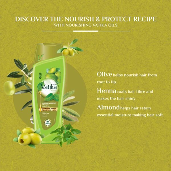 Vatika Olive & Henna Nourish & Protect Shampoo 400ml - Image 2
