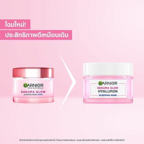 Garnier Sakura Glow Hyaluron Night Sleeping Mask 50ml - Image 4