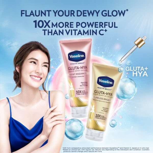 Vaseline Gluta-Hya Flawless Glow Serum Burst UV Lotion 330ml - Image 3
