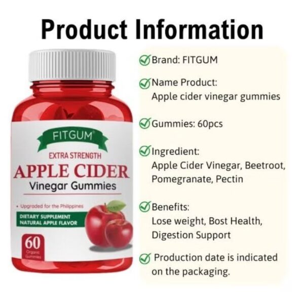 Fitgum Extra Strength Apple Cider Vinegar Gummies 60 Gummies - Image 5