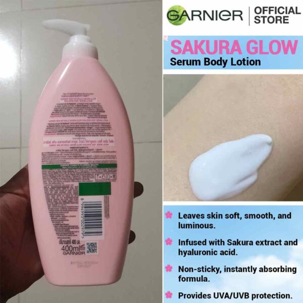 Garnier Sakura Glow Body Serum Lotion 400ml - Image 3