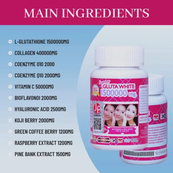 Supreme Gluta White 1500000mg 30 Capsules - Image 4