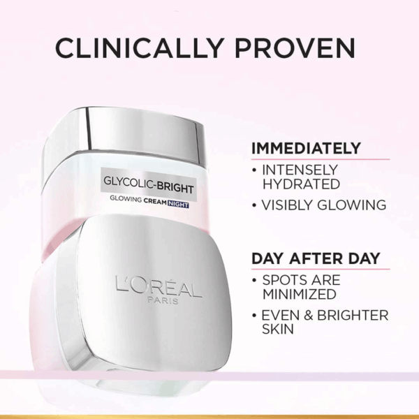Loreal Glycolic Bright Glowing Night Cream 50ml - Image 3