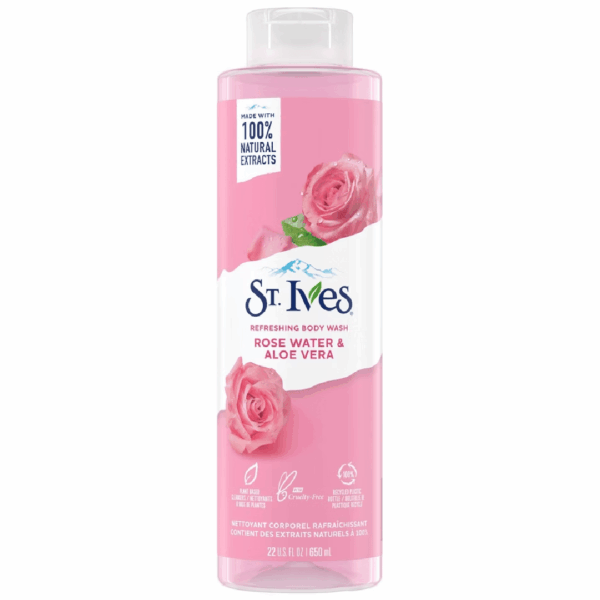 St. Ives Exfoliating Body Wash Rose Water & Aloe Vera 650ml