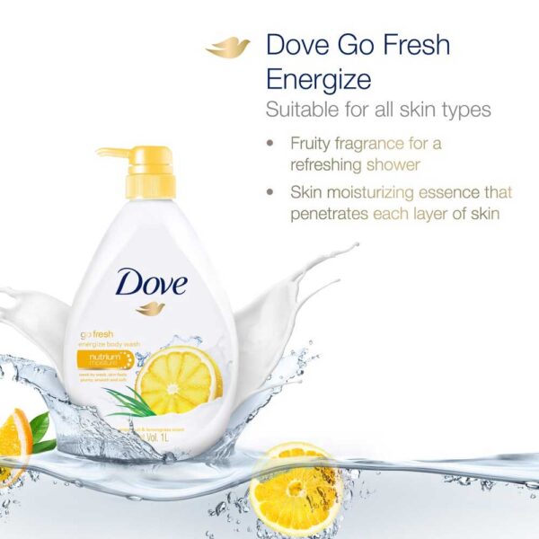 Dove Go Fresh Energize Body Wash with Grapefruit & Lemongrass Scent 1L - Image 2
