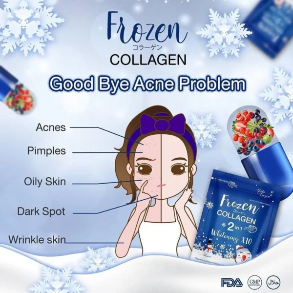 Frozen Collagen 2 in 1 Whitening x 10 Skin Brightening & Anti-Aging Supplement (Thailand) - Image 3