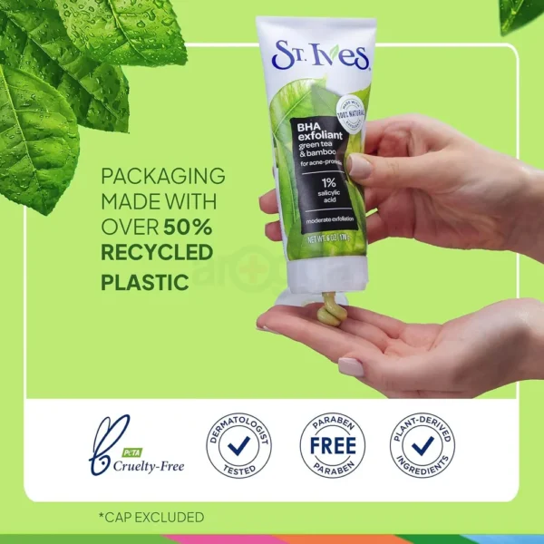 St. Ives BHA Exfoliant Green Tea and Bamboo 1% Salicylic Acid 170ml - Image 2