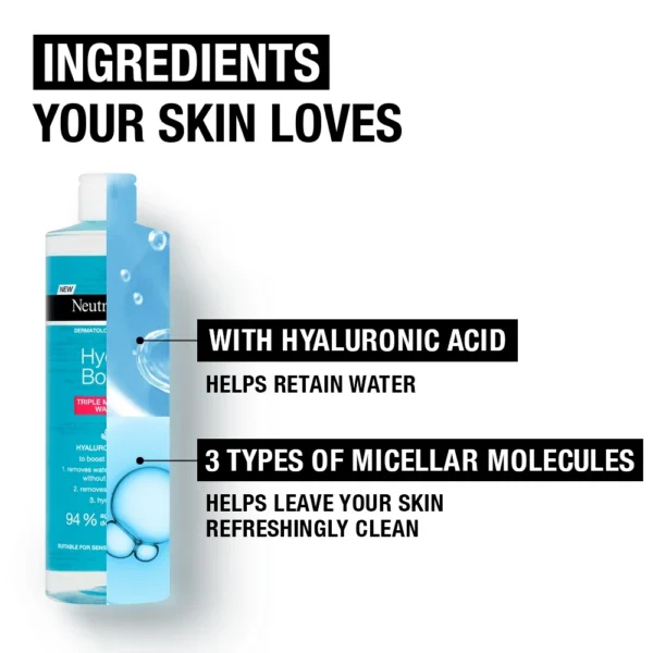 Neutrogena hydro boost Triple micellar water hyaluronic acid 400ml - Image 5