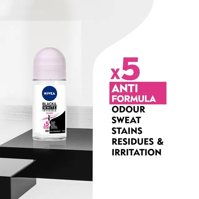 Nivea - Black & White Invisible Clear 72H Anti-Perspirant Roll On - Image 2