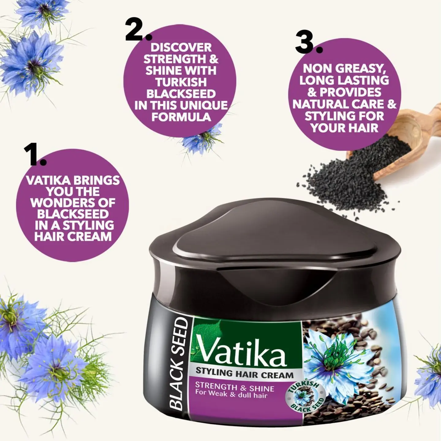 Vatika black seed styling hair cream- 140ML - Image 2