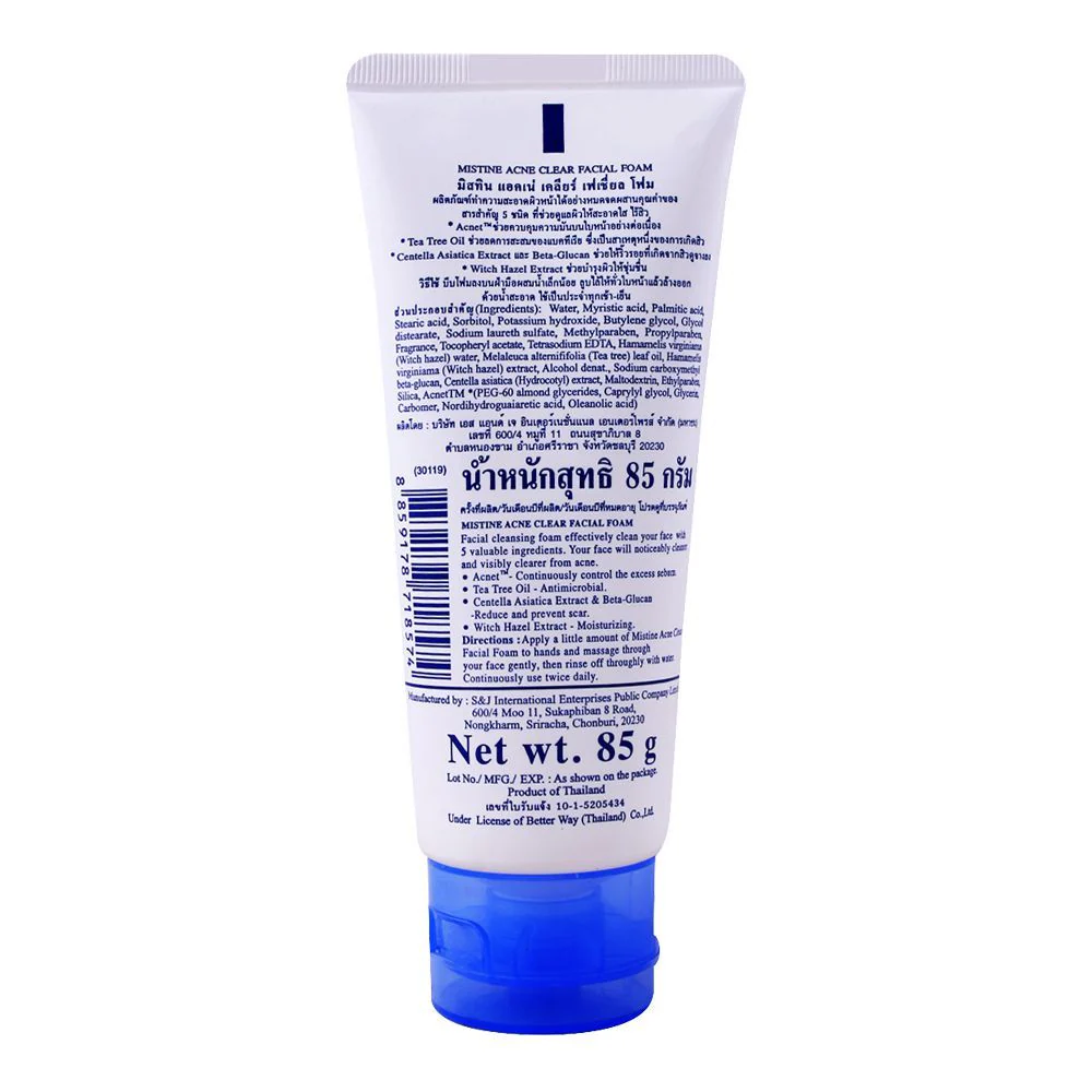 Mistine Acne Clear Facial Foam Face Wash 85g - Image 3