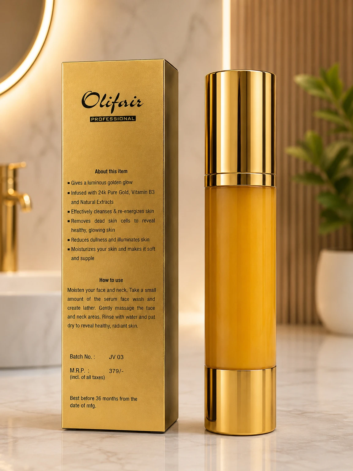 Olifair instant glow gold serum face wash Face Wash (50 ml) - Image 3