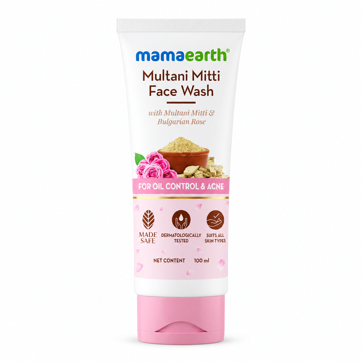 Mamaearth Face Wash with Multani Mitti & Bulgarian Rose For Oil Control & Acne - 100 ml