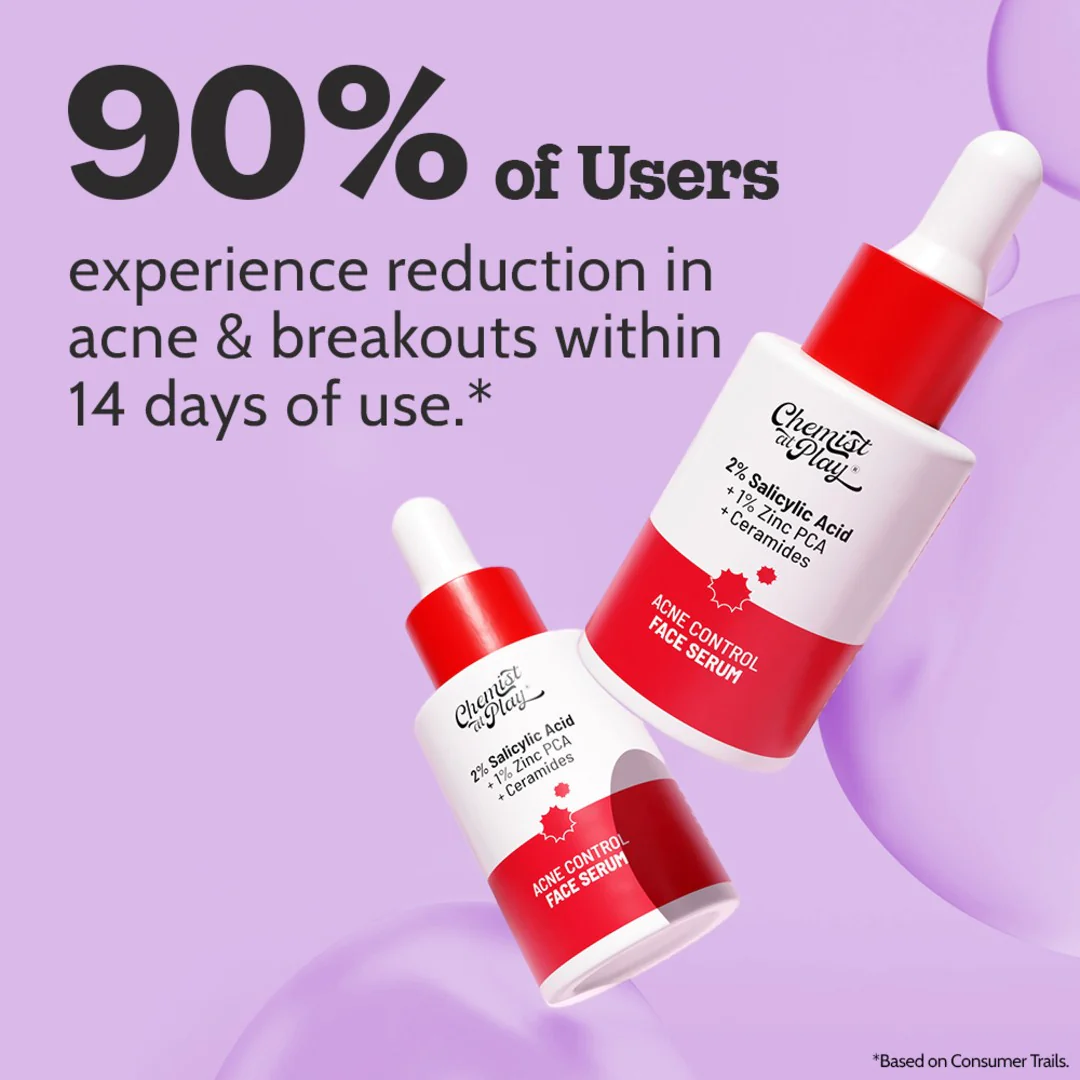 Chemist At Play 2% Salicylic Acid Face Serum Treats Active Acne, Controls Excess Oil - Image 4