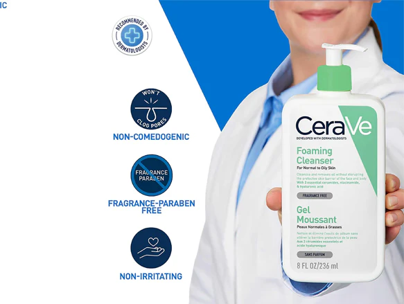Cerave Foaming Cleanser for Normal to Oily Skin 236ml - Image 4