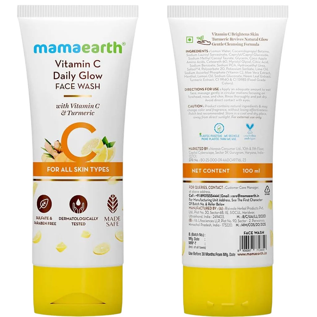 Mamaearth Vitamin C Daily Glow Face Wash 100ml - Image 2